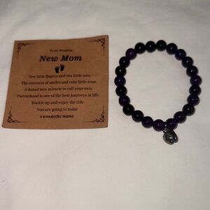 New Mom Purple and Black Beaded Bracelet NIP